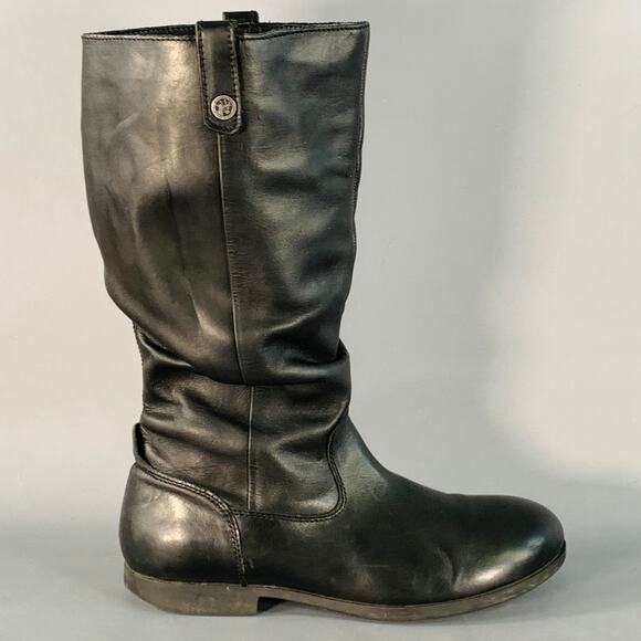 BIRKENSTOCK Size 9 Black Ruched Leather Pull On Side Zipper Boots - Picture 2 of 10
